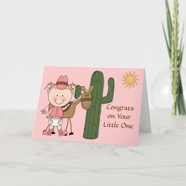 New Baby Girl and Pony Congratulations - Western Card (Front)