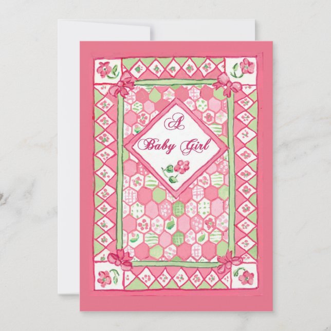 New Baby Girl Announcement Card (Front)