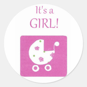 New Baby Girl Announcement Stickers