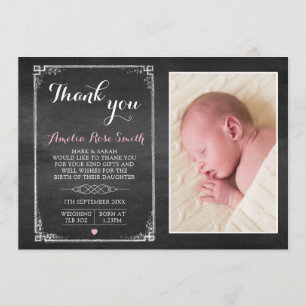 New baby girl announcement/thank you card