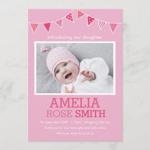 New baby girl announcement/thank you card