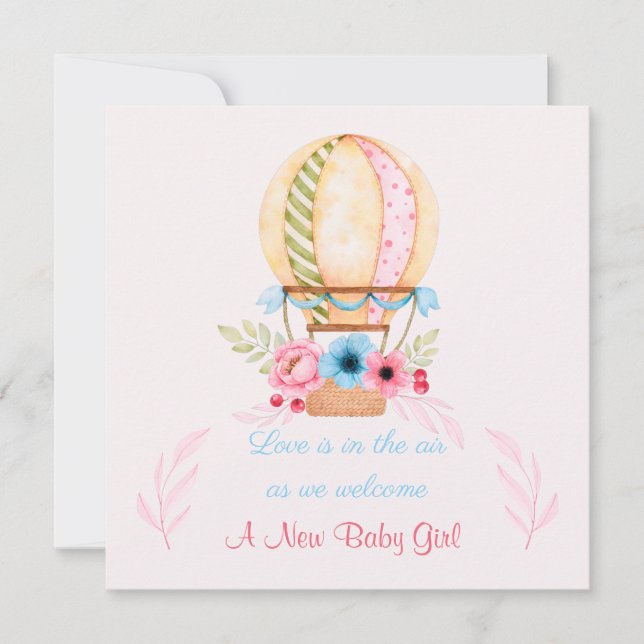 New Baby Girl Birth Announcement (Front)