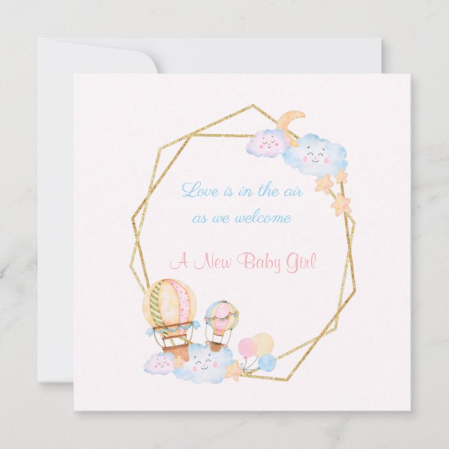 New Baby Girl Birth Announcement (Front)