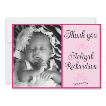 New Baby Girl Birth Announcement Thank You Card