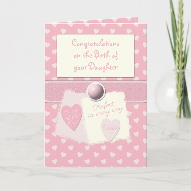New baby girl congrat pink card (Front)