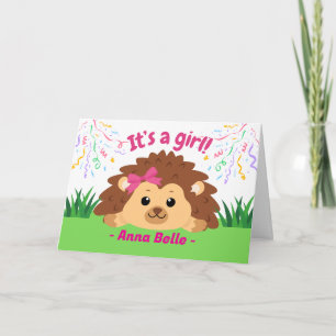 New Baby Girl Congratulations with Hedgehog Card