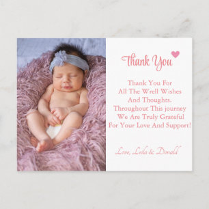 NEW BABY, GIRL CUTE PINK PHOTO BIRTH ANNOUNCEMENT POSTCARD