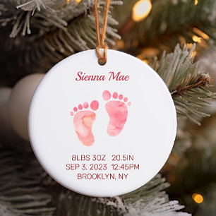 New Baby Girl Keepsake, Newborn Stats Ornament