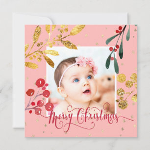new baby girl Merry Christmas Holiday Card