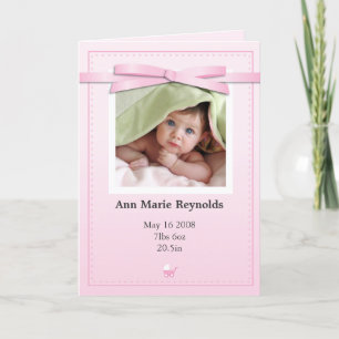 New Baby Girl Photo Pink Announcement Card