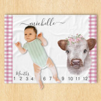 New Baby Milestone Highland Cow Pink
