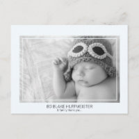 New Baby Modern Thank You B/W Photo Boy