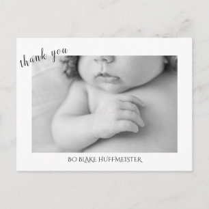 New Baby Modern Thank You B/W  Photo Postcard