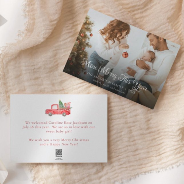 New Baby More Merry This Year Christmas Family Holiday Card (Creator Uploaded)