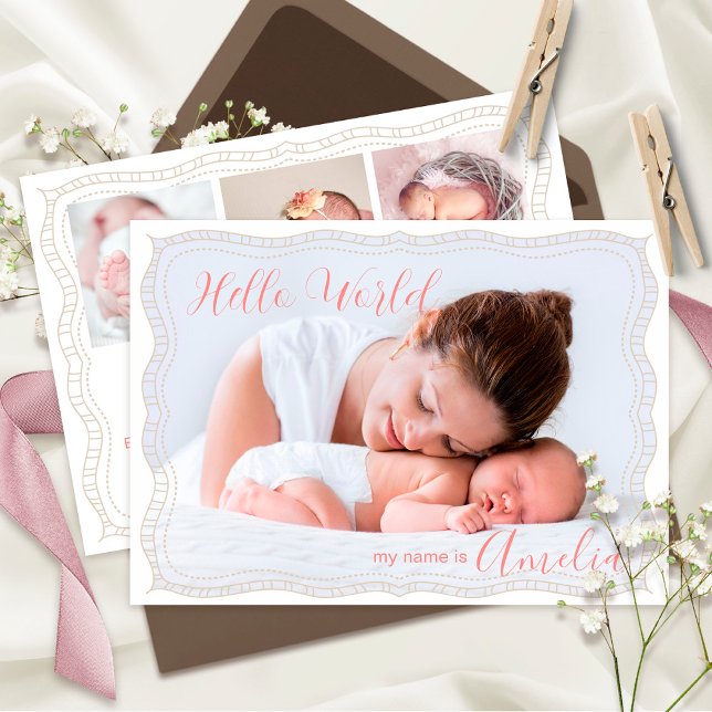 New Baby Newborn Girl Birth Stats 4 Photo Announcement (Creator Uploaded)