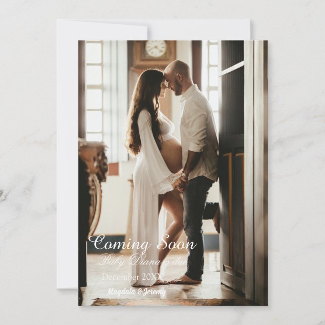 New baby on the way, pregnancy announcement card (Front)