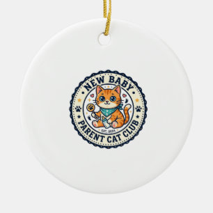 New Baby Parent Cat Cat Mom Gift Idea - New Baby P Ceramic Ornament