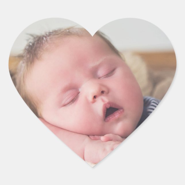 New Baby Photo, Announcement Heart Sticker (Front)