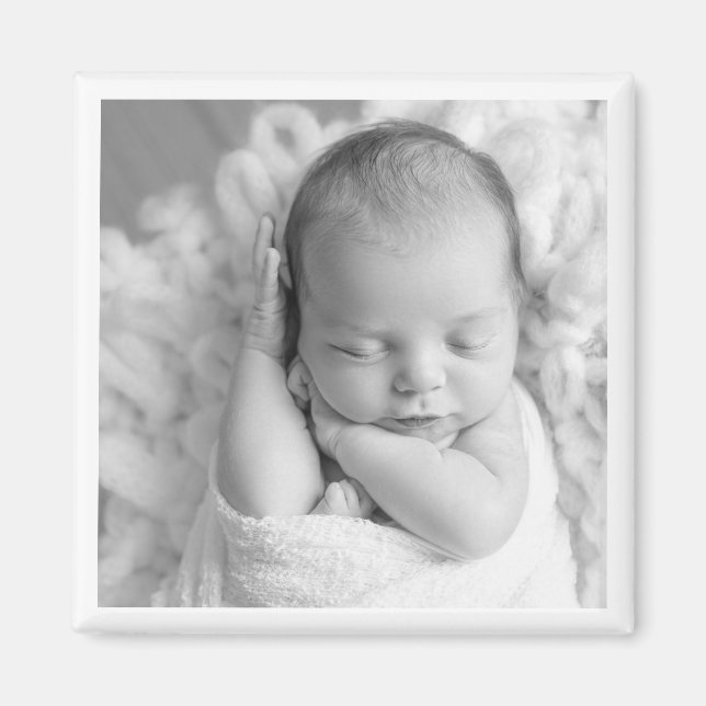 New Baby Photo Black White Timeless Keepsake Sweet Magnet (Front)