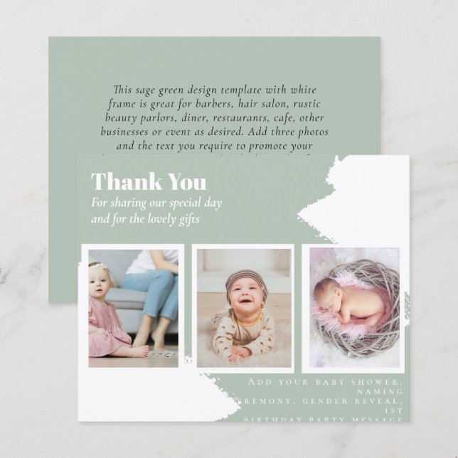 New Baby Photo Thank You Cards Modern Budget (Front/Back)