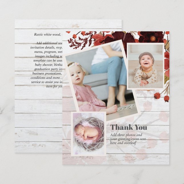 New Baby Photo Thank You Cards Modern Budget (Front/Back)