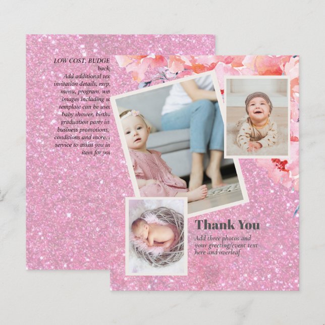 New Baby Photo Thank You Cards Modern Budget (Front/Back)