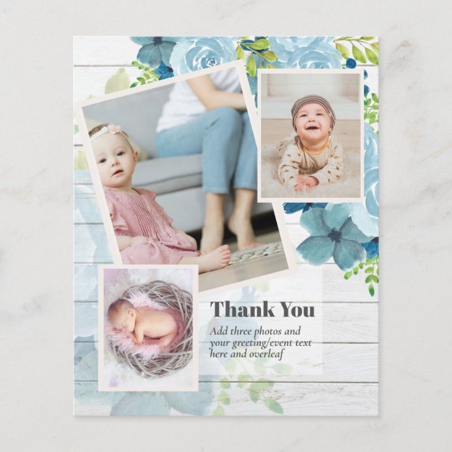 New Baby Photo Thank You Cards Modern Budget (Front)