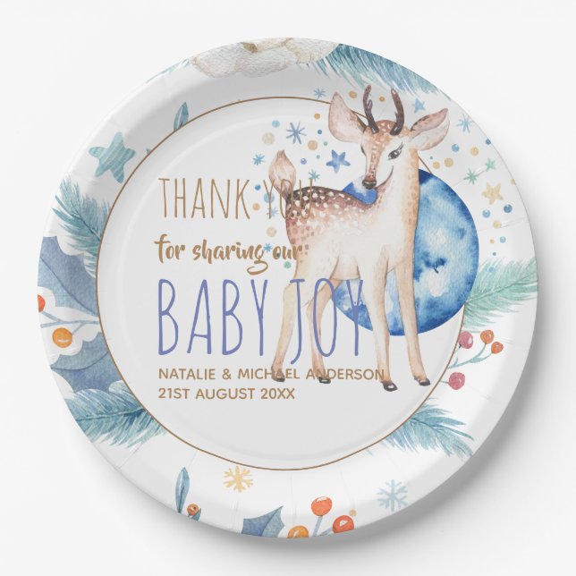 New Baby Photo Thank You Cards Modern Budget Paper Plate (Front)