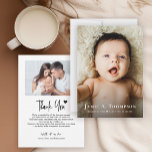 New Baby Photo Thank you Heart Modern Birth Announcement<br><div class="desc">Announce your new arrival with style using this Simple Minimalist Modern Baby Birth Announcement Thank You Card. Featuring clean typography, hand-lettered script, and space for two personalized photos, this gender-neutral vertical card is perfect for sharing birth stats and gratitude with loved ones. Easy to customize and frame — a beautiful...</div>