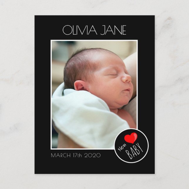 New Baby Photograph Frame - Custom Photo Postcard (Front)