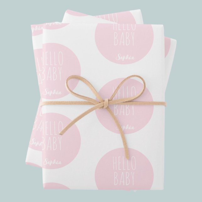 New Baby Pink Modern Simple Customizable  Wrapping Paper Sheet (Creator Uploaded)