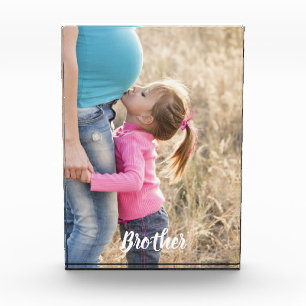 New Baby Pregnancy Photo with Sibling Block