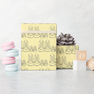 New Baby Shower Sprinkle Yellow Sneakers Shoes  Wrapping Paper