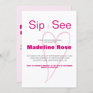 New Baby Sip and See with statistics Invitation