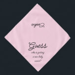 New Baby Sister Script Typography Pink Pet Bandana<br><div class="desc">Pink bandana, with a cute text announcement... .Guess Who's getting a new baby sister? Because your pet is part of the family too! Perfect for your announcing a new pet or baby! Also perfect for gender reveal! The background colour is customizable to any colour you desire, as are the font...</div>