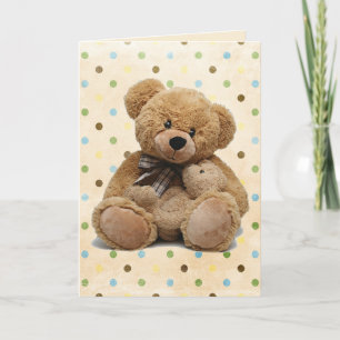New Baby Teddy Bears On Polka Dots Card