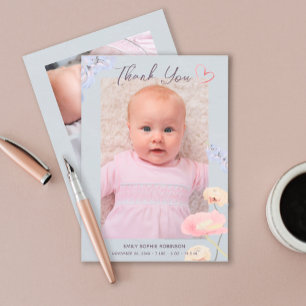 New Baby Thank you Introducing Photo Collage Birth Announcement