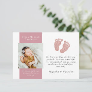 New Baby Thank You   Photo Glitter Feet Card