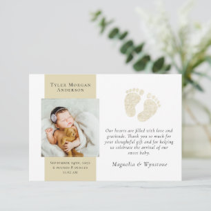 New Baby Thank You   Photo Gold Glitter Feet Card