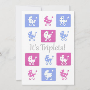 New Baby Triplets Announcement Card - customisable
