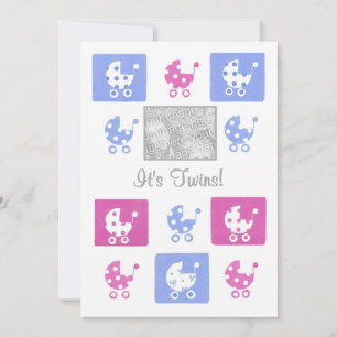 New Baby Twins Announcement Photo Card