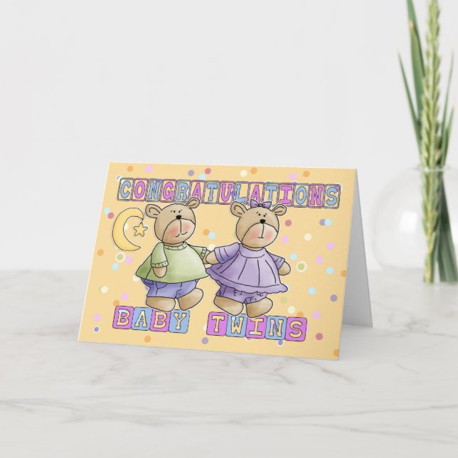 New Baby Twins Congratulations Card (Front)