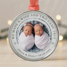 New Baby Twins Photo Keepsake First Christmas