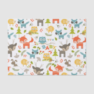 New Baby Typography With Cute Wood Animals Tissue Paper