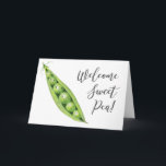 New Baby Welcome Sweet Pea Card<br><div class="desc">Cute baby congratulations greeting card featuring a hand drawn illustration of a green peas with cute faces. The text says "Welcome Sweet Pea!"</div>