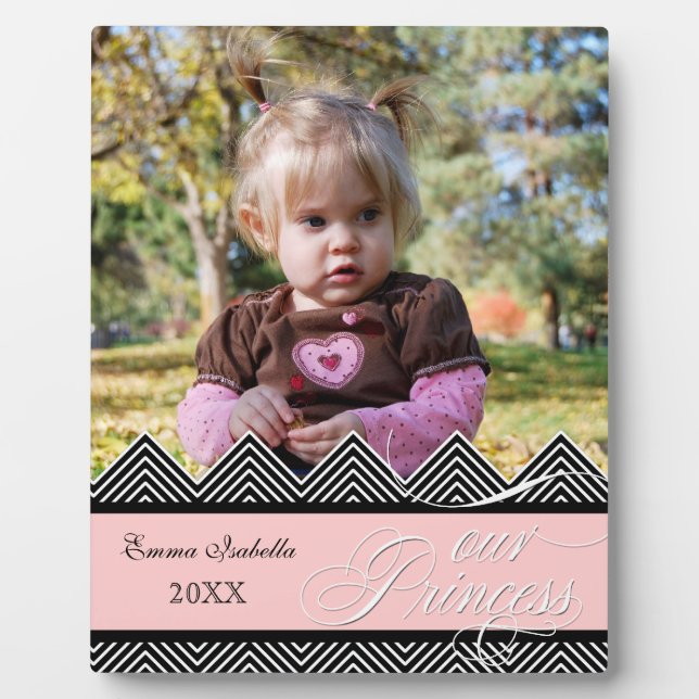 New Baby Zig Zag Chevron Modern Personalized Photo Plaque (Front)
