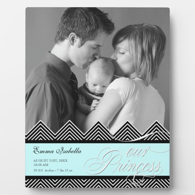 New Baby Zig Zag Chevron Modern Personalized Photo Plaque (Front)