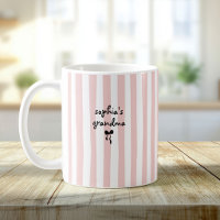 New Baby's Grandma Custom Name Blush Pink Stripes