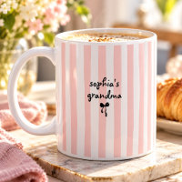 New Baby's Grandma Custom Name Blush Pink Stripes
