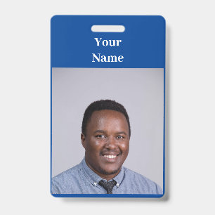 NEW! Badge - Vertical With Metal Clip - Blue